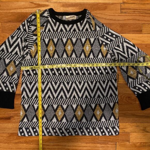 Diane Von Furstenberg Vintage 80-90 Metallic Abstract Print Knit Sweater Large - Picture 5 of 9